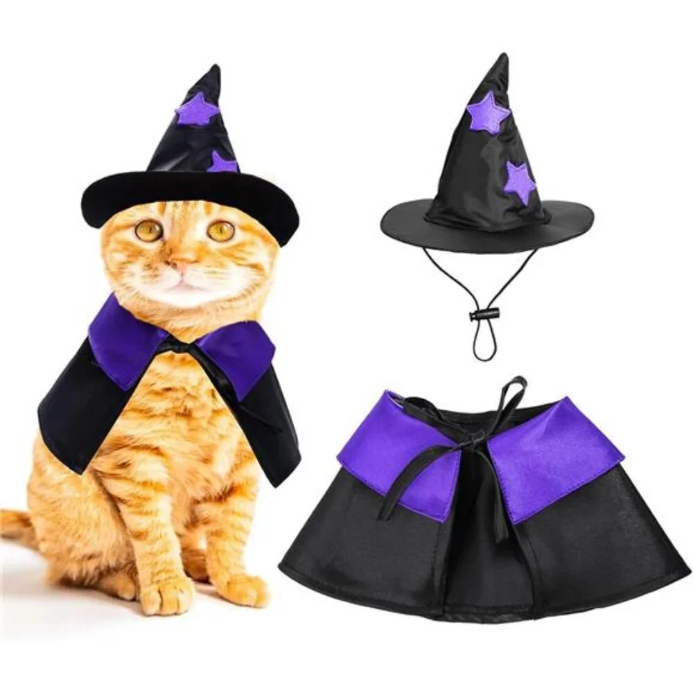 Dxhycc Halloween Pet Costume Cat Wizard Costume Funny Wizard Cat Clothes Cloak